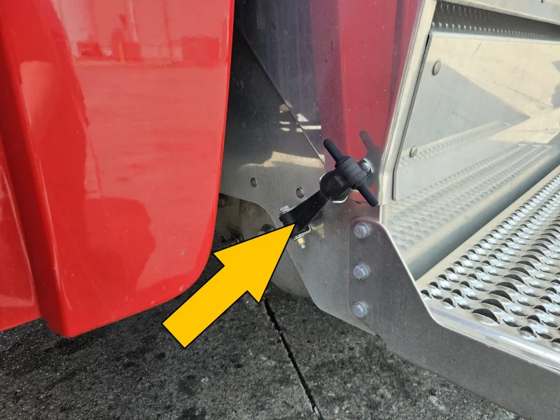 Pre-trip inspection battery box strap