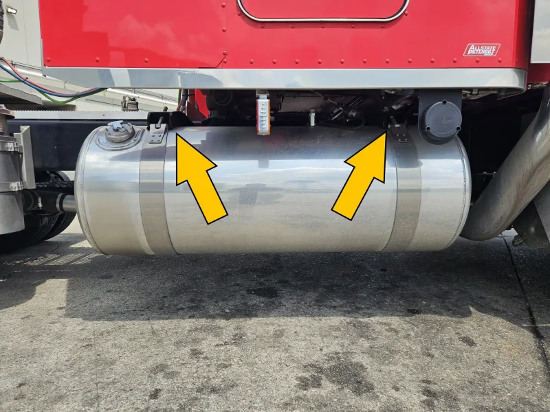 Pre-trip inspection Fuel tank straps are tight
