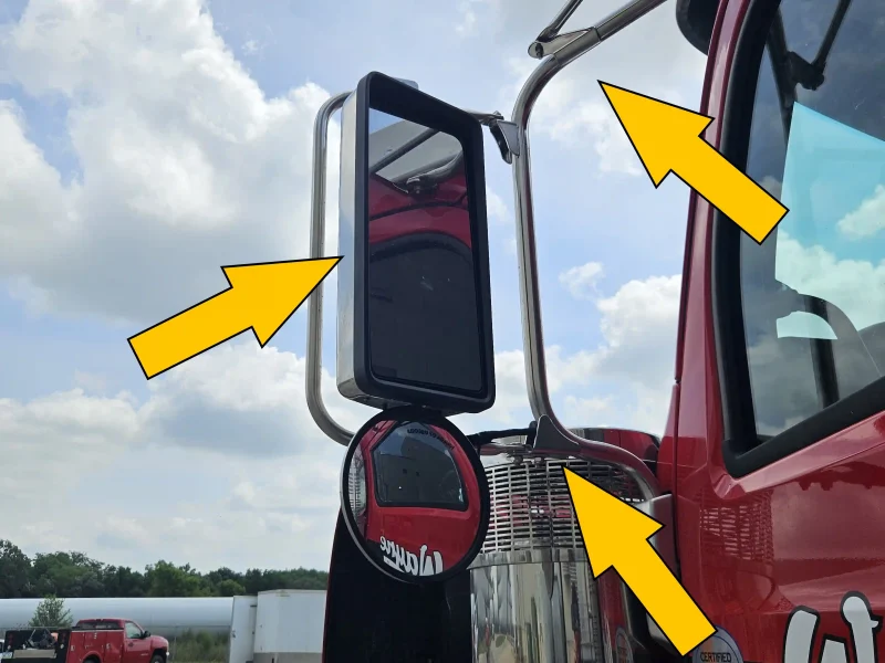 pre-trip inspection mirrors outside