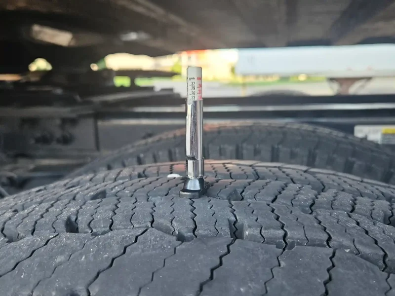 Pre-trip inspection drive tire tread depth