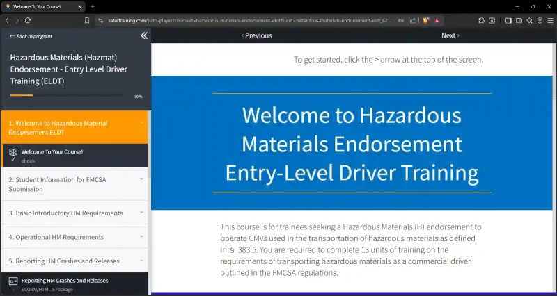 Hazmat training for truck drivers